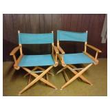 2 green director chairs