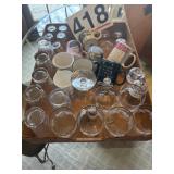 Elvis cup, miscellaneous glass salt, and pepper