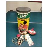 Lincoln logs, vintage topper, vintage money, etc