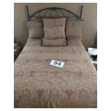 Full size bed with metal frame and head board -