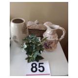 Vase, pitcher, lidded box and plant