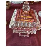 Cranberry glass dish