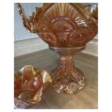 Carnival glass two pieces