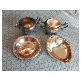 Silver plated tea pots and trays
