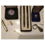 Vintage perfume ampules - 8, Avon pins and pen &
