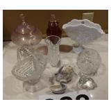 Westmoreland flower fan dish, lead crystal rose