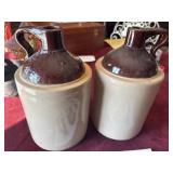 Two brown jugs marked USA