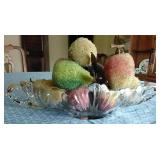 Glass dish with faux apples