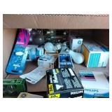 Box of a variety of lightbulbs