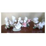 Doves and goose figurines