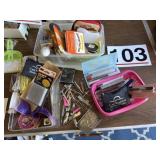 Nail clippers, safety pins, foot care items with