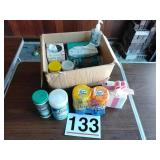Lysol wipes, hand sanitizer, kleenex