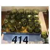 Green thumb print pattern glass