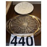 Milk, glass, deviled egg dish, and platter