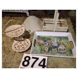 Metal tray and wall pocket, metal folding server