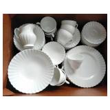 White glass dish set