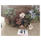 Artificial flowers in vases and pots