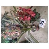 Artificial flowers in pots