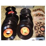 Variety of 45's and metal file box
