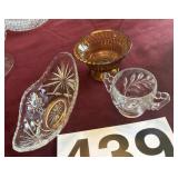 2 pieces of crystal small amber depression