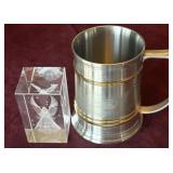 Crystal peace with angel inside and pewter cup