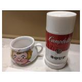 Campbells soup mug and thermos
