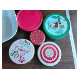 Plastic and tin cans and large plastic Christmas