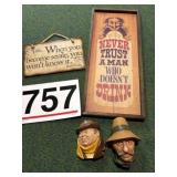 Wood Signs two ceramic heads