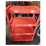 Plastic rolling cart with shelves