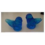 Glass blue birds - one has chipped tail