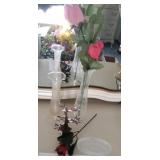Home decor - vases, metal and silk roses, etc