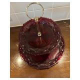 Cranberry platter by Avon