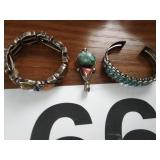 Turquoise and silver pcs and expanding bracelet