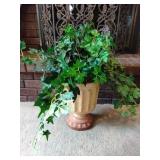 Faux plant with heavy glass pot