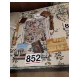 Political poster and books, scrolls and old books