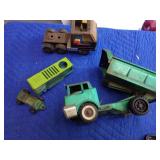 Vintage tonka truck and various toy trucks