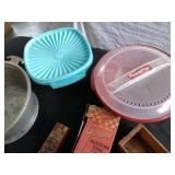 Vintage kitchen gadgets, popcorn popper,