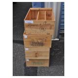 Four Wooden Wine Crates, 13x20x7