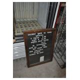 Vintage Wood Frame Letter Board, Glass Front