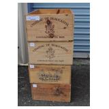 Four Wooden Wine Crates, 13x20x7