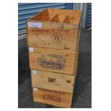 Four Wooden Wine Crates, 13x20x7