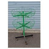 Rolling Round Snack Rack, Green, Metal, 2 Shelves