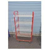 Rolling Snack Rack, Mobile Merchandiser, Red Metal