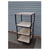 Rolling Steel Frame Cart, 4 Wood Shelves, Black