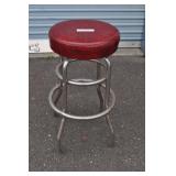 Vintage Chrome Bar Stool, Red Vinyl Top