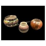 Three Pieces Contemporary Horsehair Pottery