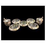 Sterling Rimmed Coasters, Mustard Pots