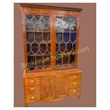 British Figured Mahogany Secretary Bookcase