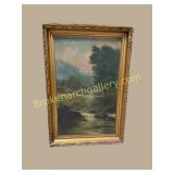 Late 19th-Century OIC Landscape, River at Sunset