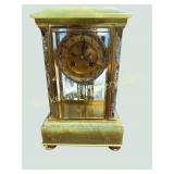 French Champlevï¿½ Enamel & Onyx Crystal Shelf Clock